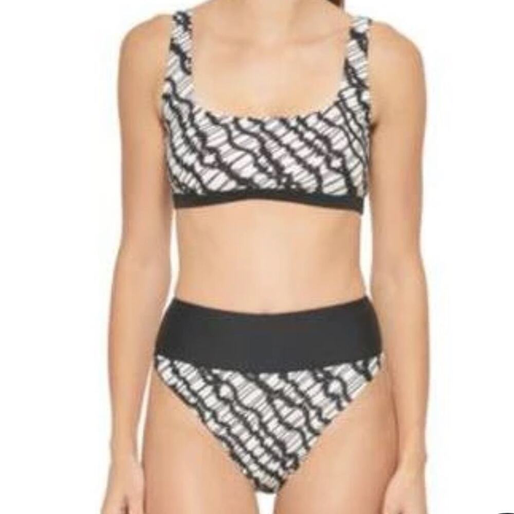 DKNY Black‎ White Printed Bikini NWT Medium